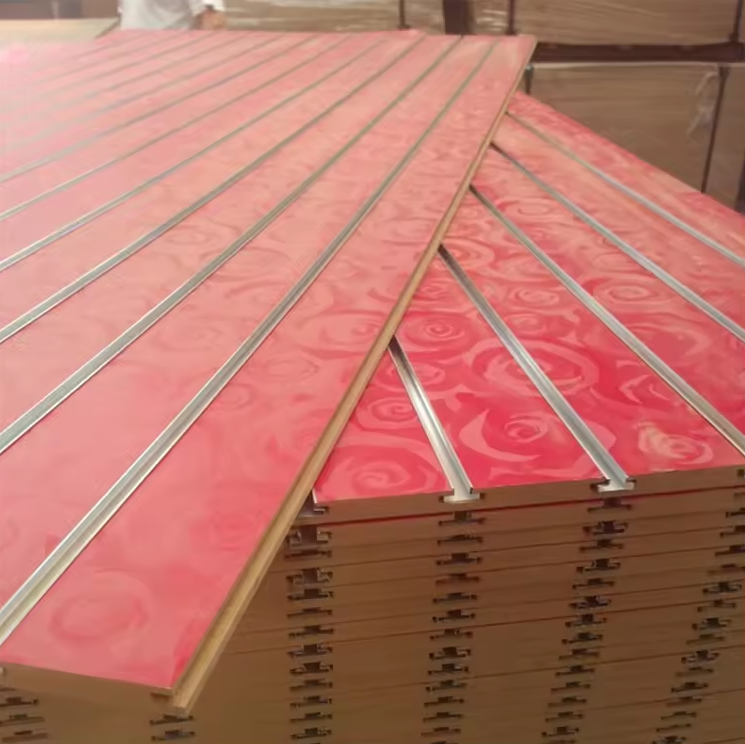 16mm 18mm Melamine Slatwall MDF Slotted Panel 1220*1220mm/1220*2440mm Grooved Aluminum Display Board