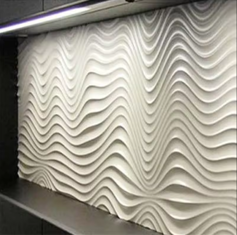 Wall Panel 3D Wave MDF Modern Laser Embossed 3D Wave MDF for TV Setting Wall Decorative